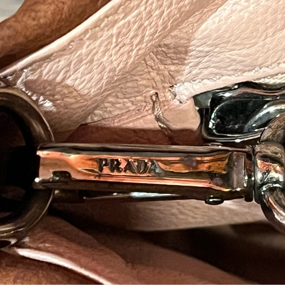 Prada Antique Leather Shoulder Bag with Rhinestone Detail - Picture 12 of 16